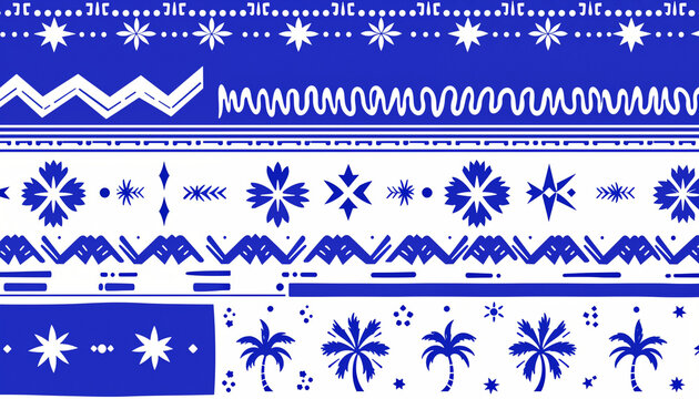 Bright blue and white geometric patterns reflecting coastal summer vibes
