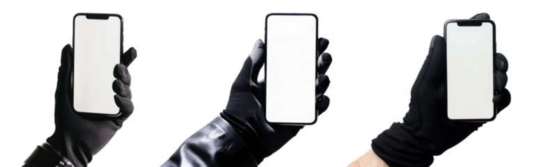 Hand holding smartphone png cut out element set, transparent background