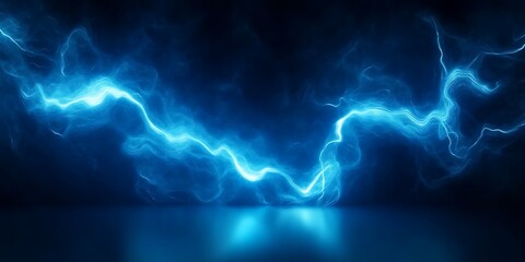 The electric blue background with light wave 