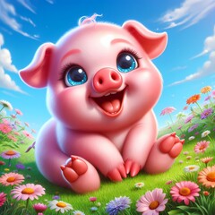 Naklejka premium pig with heart