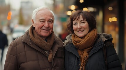 Mature couples going out for dates, walking around town
