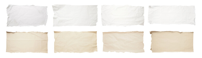 PNG Vintage torn paper textures collection, isolated element set, transparent background