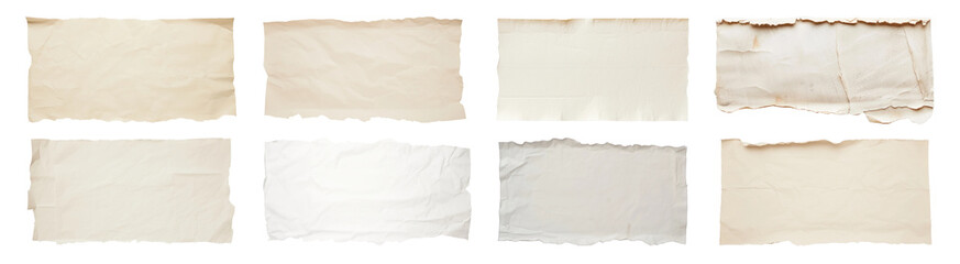 PNG Vintage torn paper textures, isolated element set, transparent background