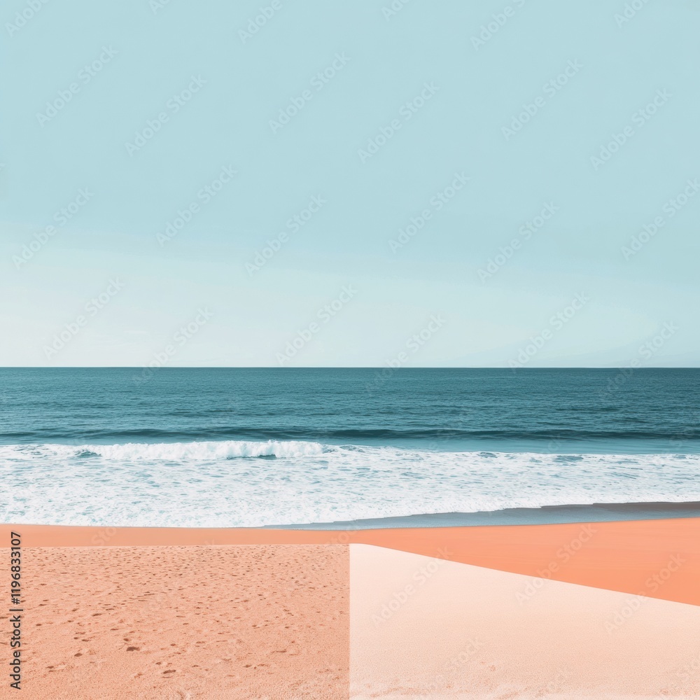Aufkleber Beautiful coastal landscape with tranquil waves and empty sandy beach for creative text placement. Generative AI