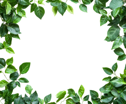 Vibrant Green Leaves Border Frame, Nature's Exquisite Design , isolated on white background PNG