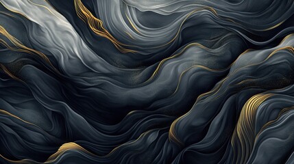 Abstract Dark Grey and Gold Swirling Marble Texture Background Design
