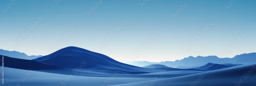 Aufkleber Expansive blue landscape with gentle hills and clear sky creating an ideal background for text placement. Generative AI