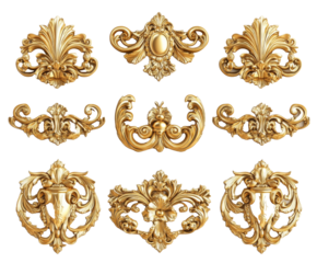 Exquisite Gold Architectural Ornaments Collection , isolated on white background PNG