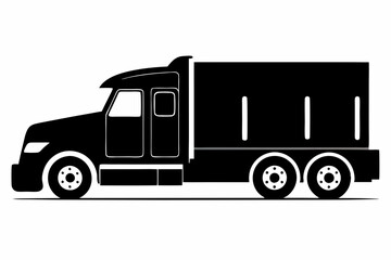 Minimalist Semi-Truck Vector Line Art