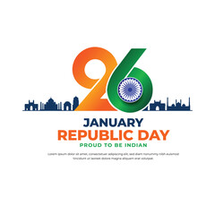 Indian republic Day celebrations. 26th January logo unit, for layout, poster, social media, digital media, logo,Happy Republic Day background. 26 January logo symbol. EPS vector