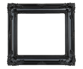 Exquisite Black Ornate Picture Frame for Wall Decor , isolated on white background PNG