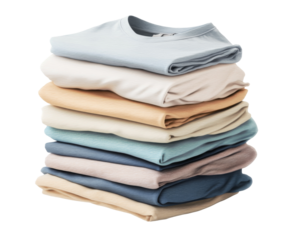 A Stack of Beautifully Folded T-Shirts Ready for the Closet , isolated on white background PNG