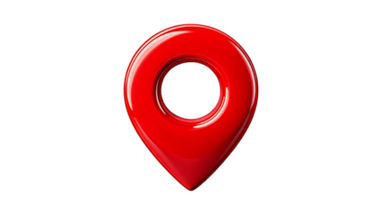  3D Red Location Pin Icon in Cartoon Style on White Background
