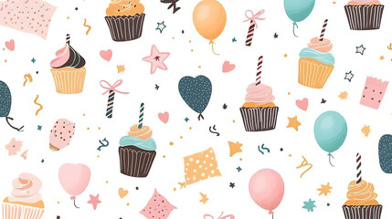 Luxurious and playful birthday celebration scenes and card