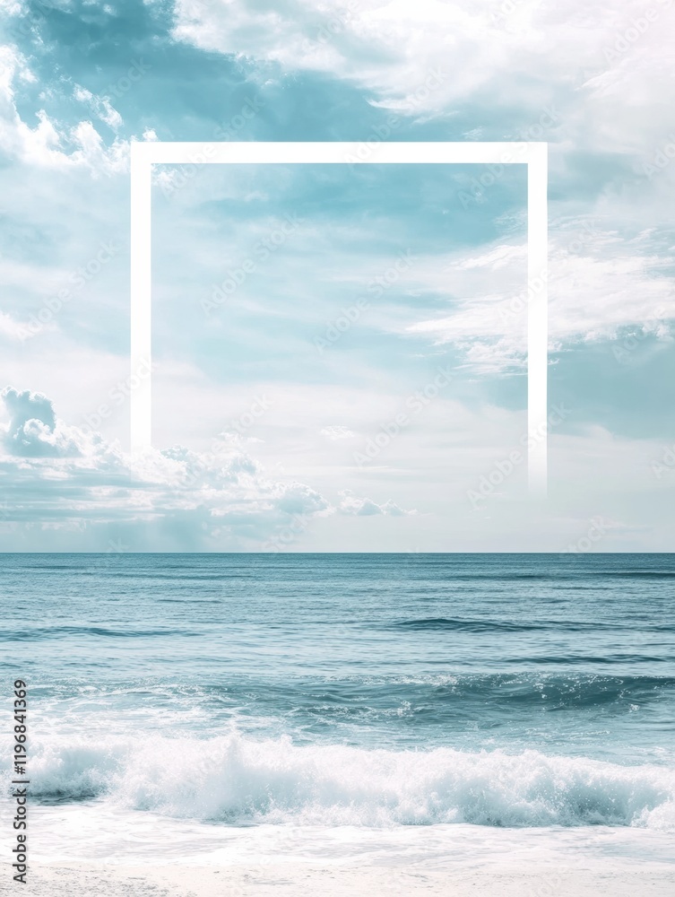 Aufkleber empty space surrounded by sky and ocean offering creative mock up opportunity. generative ai