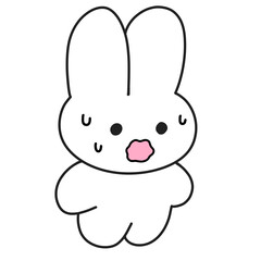 シンプルうさぎ白汗をかくあわわ