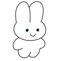 シンプルうさぎ白感動嬉し泣き