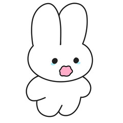 シンプルうさぎ白わーん泣く