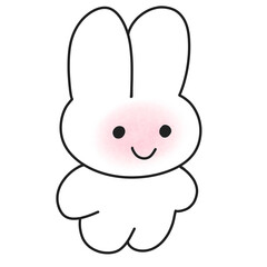 シンプルうさぎ白にっこり赤面発熱