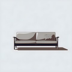Sleek and minimalist styled sofa isolated.