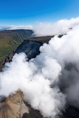 Obraz premium The sky is blue and the clouds are white. The clouds are low and the sky is clear