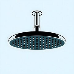 Ceiling mounted round shower head.