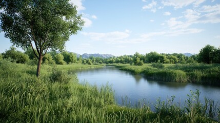 Fototapeta premium Serene River Landscape