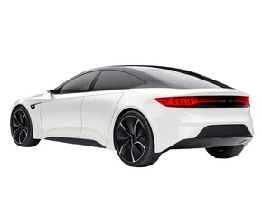 Stunning White Electric Car Design: Futuristic Concept Vehicle , isolated on white background PNG