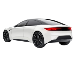 Stunning White Electric Car Design: Futuristic Concept Vehicle , isolated on white background PNG