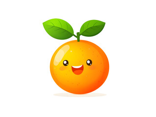 Cute and cheerful cartoon orange fruit character.