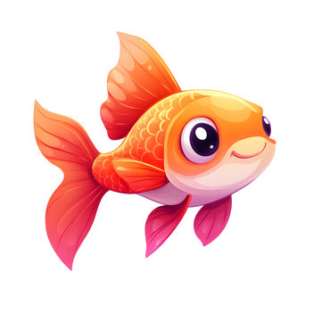 Cute and colorful cartoon goldfish illustration.