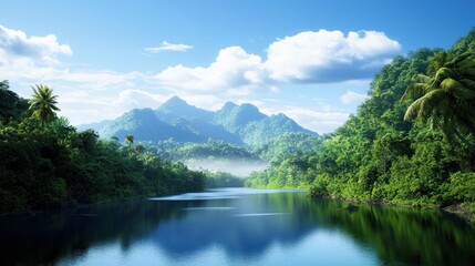 Tranquil Tropical River Landscape