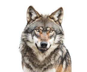 Intense Wolf Portrait: A Majestic Predator in its Natural Habitat , isolated on white background PNG