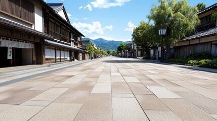 Empty Street in Japanese Town