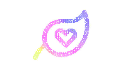 Obraz premium Icon leaf heart is made up of LED square shapes. There are bright diodes and there are black dead diodes