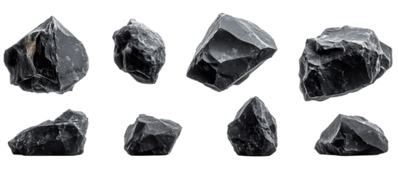 Asteroids flying separately isolated on white background. Suitable for marketing or business purposes. PNG file