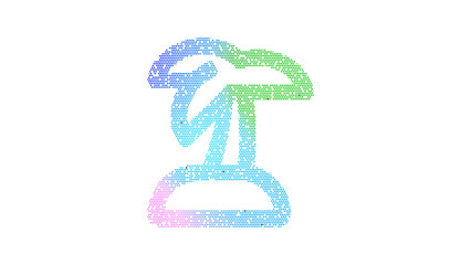 Icon island tropical is made up of LED square shapes. There are bright diodes and there are black dead diodes