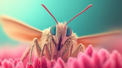 Close-Up View of a Delicate Insect Resting on Colorful Pink Flower Petals with Soft Background Blur