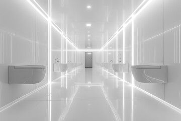 Futuristic White Bathrooms with LED Lighting