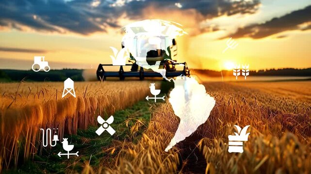 Smart digital agriculture technology by futuristic sensor data collection management by artificial intelligence to control quality of crop growth and harvest. Computer aided plantation grow concept.