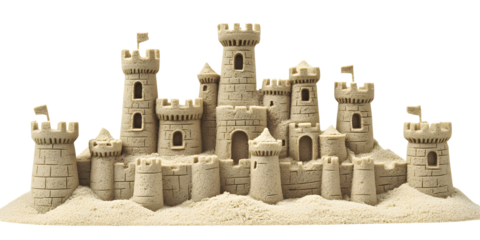Intricate Sandcastle on a Beach