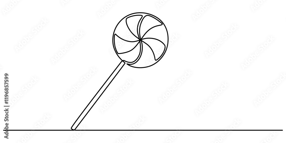 Poster lollipop sticks vector one line continuous drawing illustration. hand drawn linear silhouette icon. 