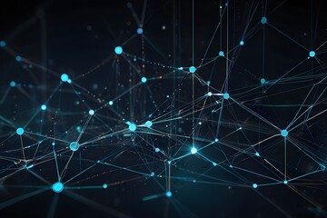 Abstract futuristic digital technology network connected with communication lines background Generative AI