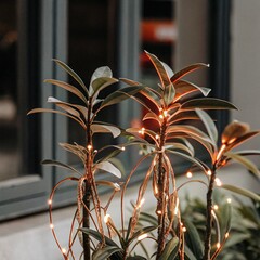 Glowing Bioluminescent Plants: Nature's Neon Dreamscape. Organic futuristic art. dark flora stems   