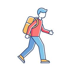 person with walking backpack icon, person with walking backpack vector, 