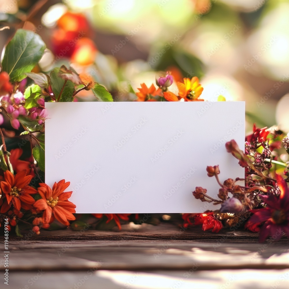 Fototapete Bright floral arrangement with empty space for text or messages in a natural setting during daylight hours. Generative AI
