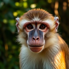 Close-up portrait of a Patas monkey.