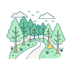 Obraz premium walking path in forest vector icon, walking path in forest vector illustration-simple illustration of walking path in forest, perfect for walking path in forest logos and icons and themed design 