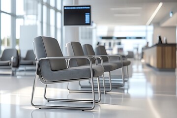 Modern airport lounge chairs grayscale waiting area