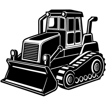 black bulldozer construction vehicle clip art preview